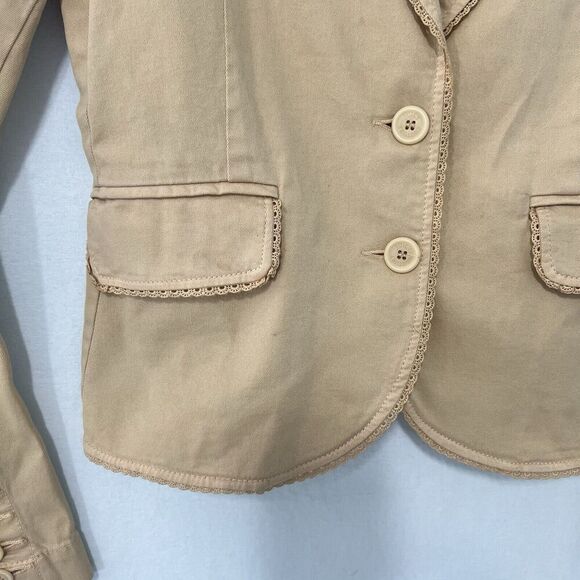 Juicy Couture Vintage Blazer Small Y2K Beige Lace Trim Heart Coquette USA Made - Picture 7 of 13